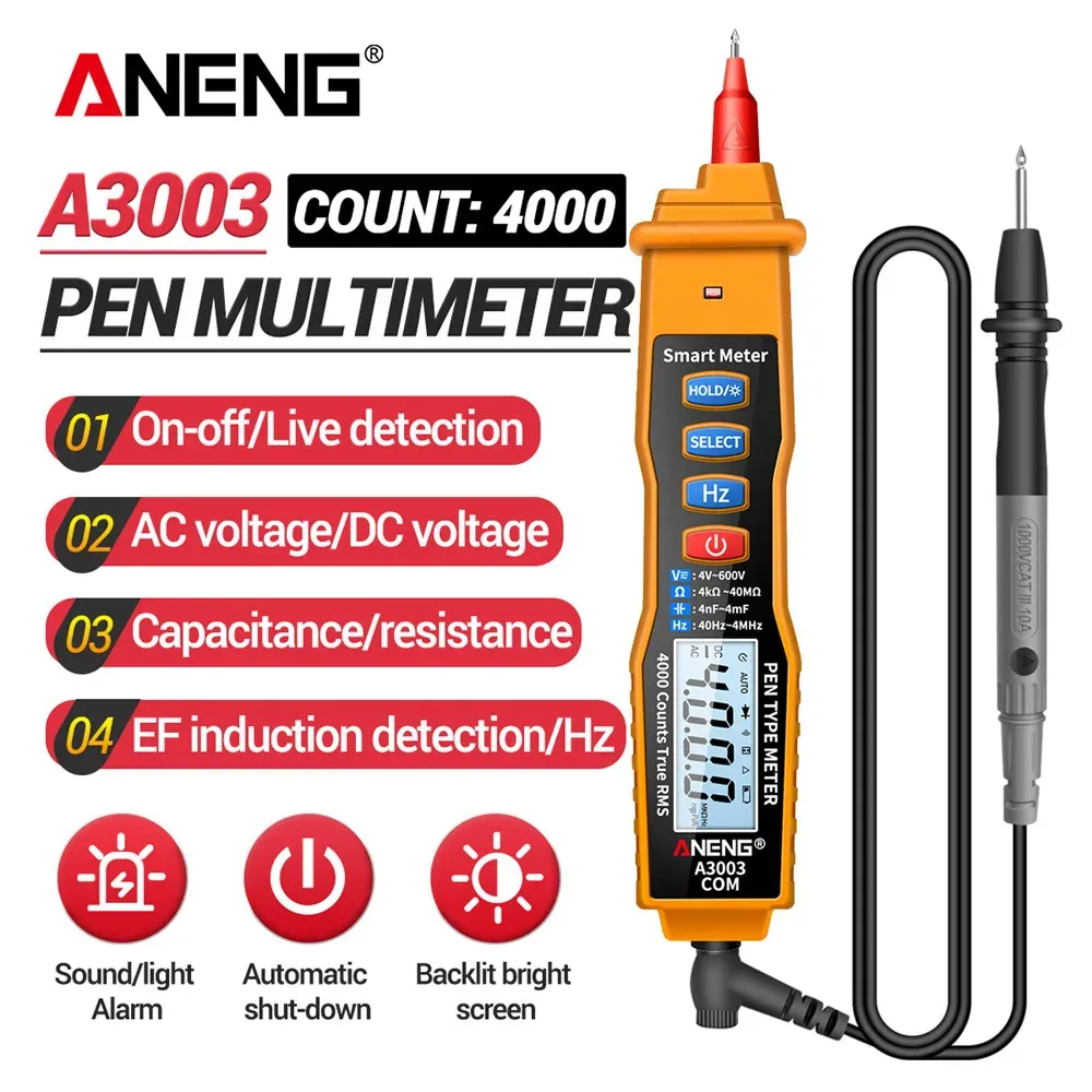 ANENG A3003 MULTI TESTAR PEN TYP DIGITAL MULTIMETER MED 4000 RÄTTER AC/DC Spänning Ohmmeter Capacitance Hz Handheld Tester Tool