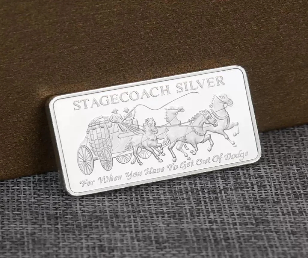 1 Oz American Stagecoach Silver Bar di alta qualità 999 Silvering Gold Bullion Silvercoin Non magnetismo Collezione regalo per festività Craft9487650