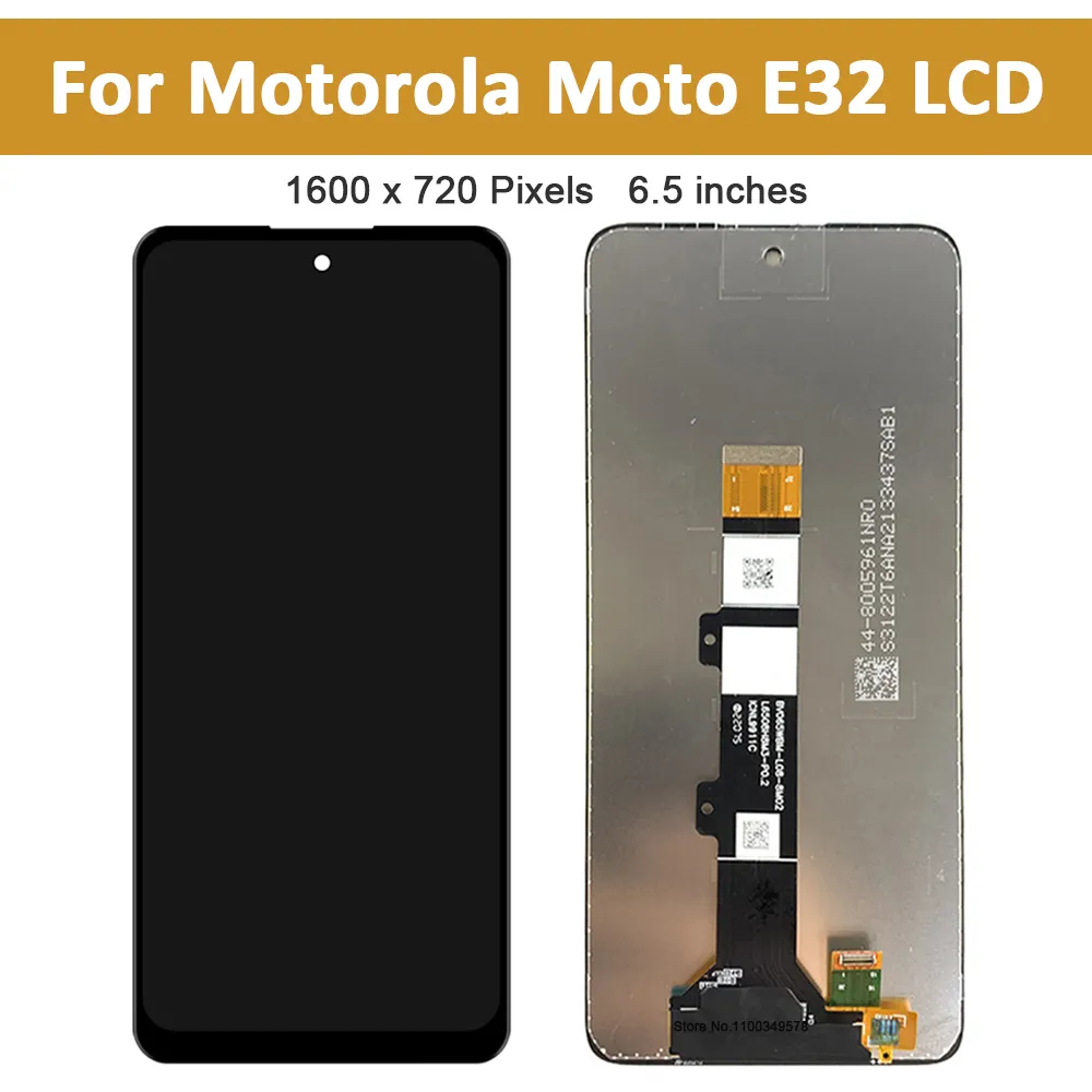 6.5 "Originele LCD voor Motorola Moto E32 LCD Display Digiziter -assemblage met frame voor Moto E32 LCD Touch Sorth Paneel vervangen