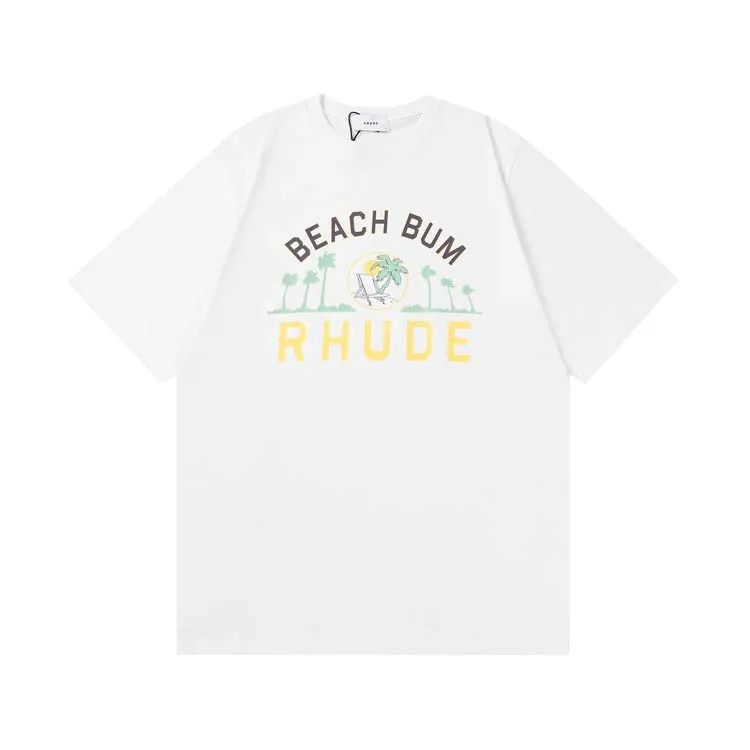 Rhude tshirt designer mass camisetas marés tee impressa homens mulheres pescoço redondo colisão curta tshirt casual moda moda high street hip hop tees tees de mensagens