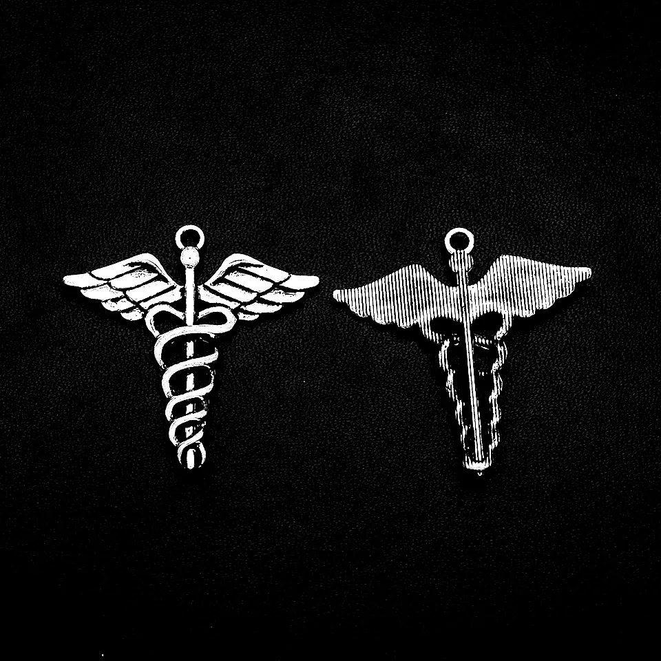 4PCS CADUCEUS MEDICAL SYMBORMD CHARMS CHARMS PENDANTS FOR NECKLACES BRACELETS EARRINGS KEYCHAIN DIYクラフトジュエリーメイキングアクセサリー