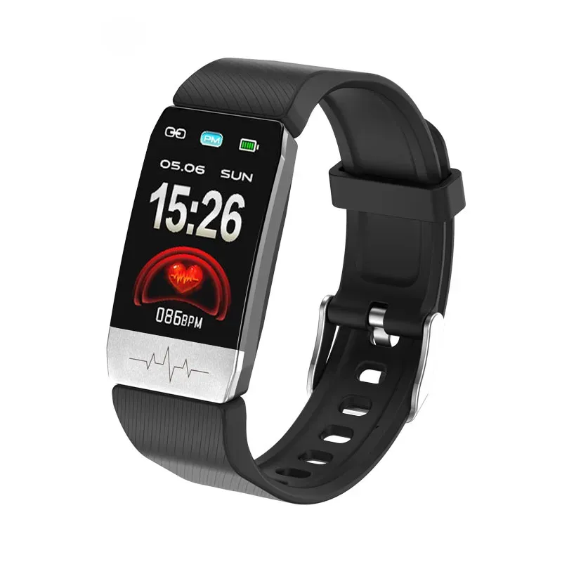 Montre la marque T1S Smart Watch Temperature Mesure ECG Cate Cadre du moniteur de pression artérielle Prévisions météorologiques Rappelez les bracelets Smartwatch
