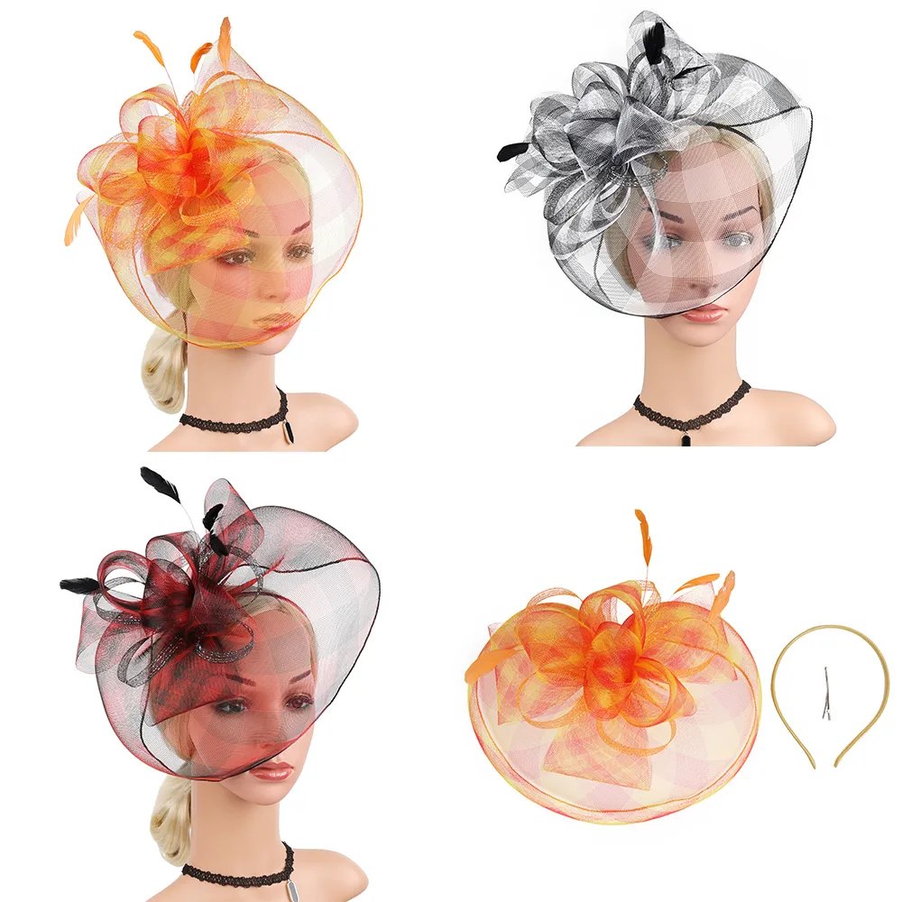 Fascinator Con Piume E Fiore, Copricapo Con Clip E Fascia, Per Donna, Per Tea Party, Matrimonio E Derby, Dimensioni 23x28 Cm