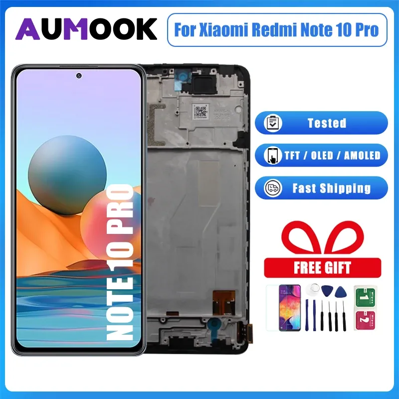 6,67 "Экран AMOLED для Xiaomi Redmi Note 10 Pro LCD -дисплей M2101K6G M2101K6R Сенсорный экран Сенсорный дигитизатор Ремонт запасной запасной