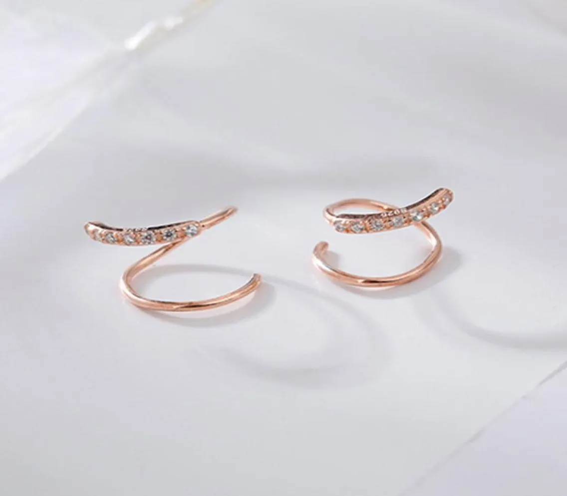 100 Real 925 Boucles d'oreilles en spirale en argent sterling pour les femmes Corée Rose Gol Geometric Ear Bijoux de Noël YME5929646776