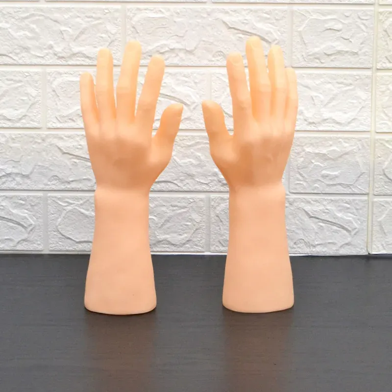 1Pair 14 tum manlig mannequin hand för displayhandskar titta på smycken ring armband män modell handhållare show