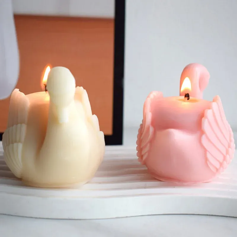 3D Witte Swan Silicone Candle Mold Diy Animal Bird Soap Resin Pleister Maken Chocoladetaart Bakbenodigdheden Bruiloft Decoratie