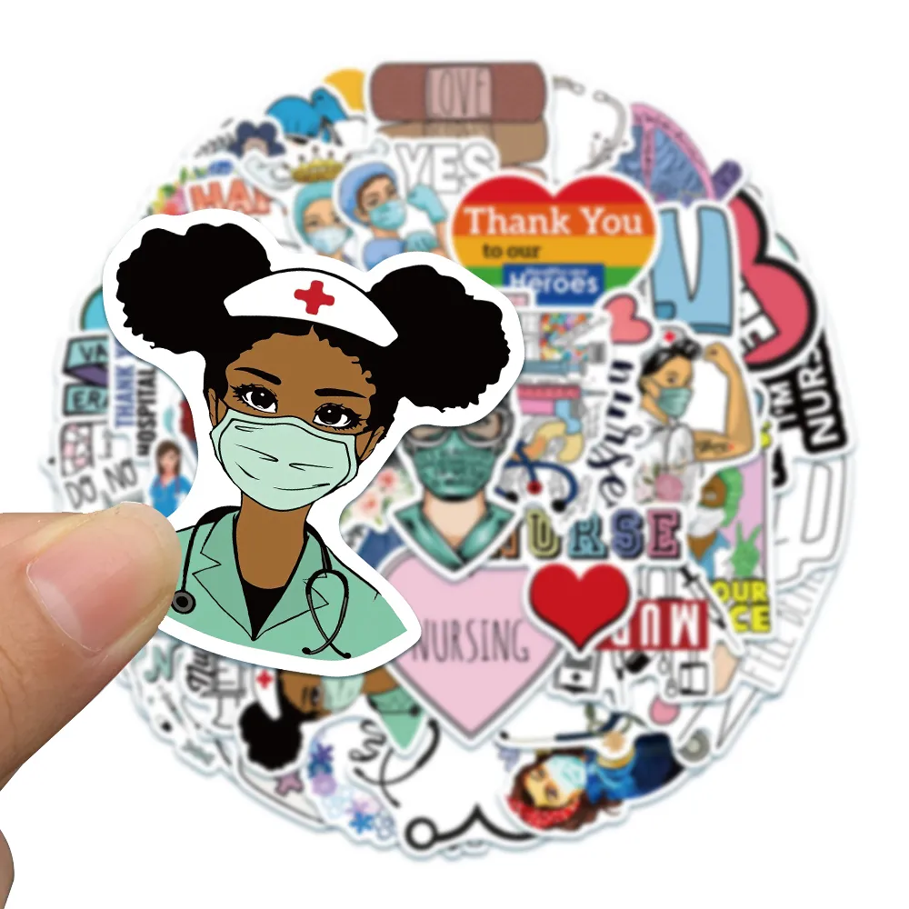 50pcs International Nurses' Day Doctor Stickers Laptop Luggage Guitar Skateboards Fridge Stationery Graffiti Stickers Decals