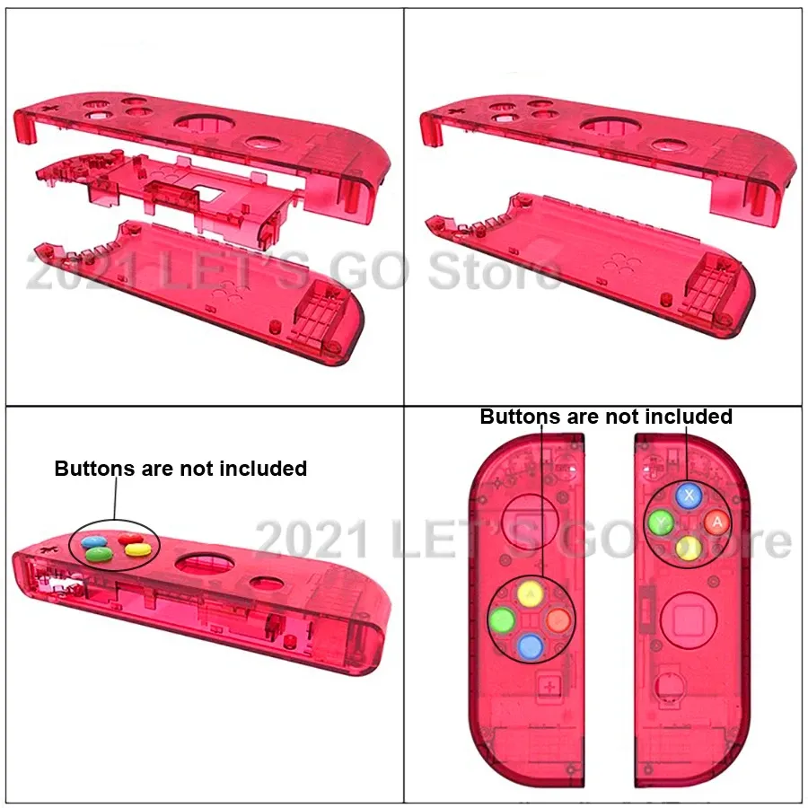 Nintend Switch DIY交換ハウジングシェルニテンドーニンテンドースイッチコンソール右左のジョイコン用の透明な黄色のケースセット