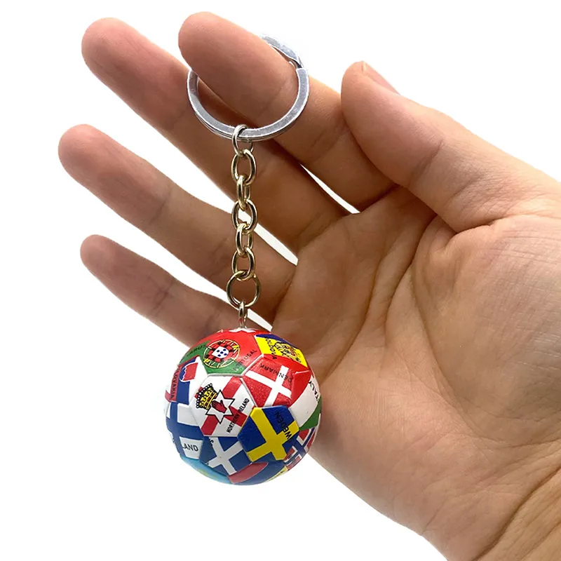 Porte-clés Pendentif Football - Ballon Avec Drapeaux De Pays - Simulation Sport