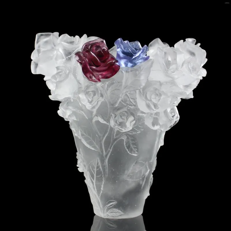 Vases Fengming Liuli Vase Rose Crystal Used For Home Decoration Wedding Tall Glass