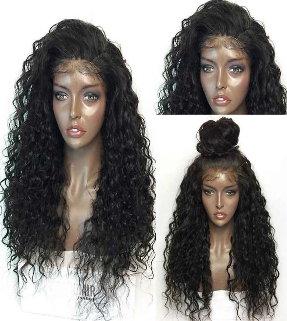 22 inç Afro Kinky Kıvırcık 13x4 Sentetik Dantel Ön Peruk Simülasyonu İnsan Saç Perukları Perruques de Cheveux Humains FY0019890424