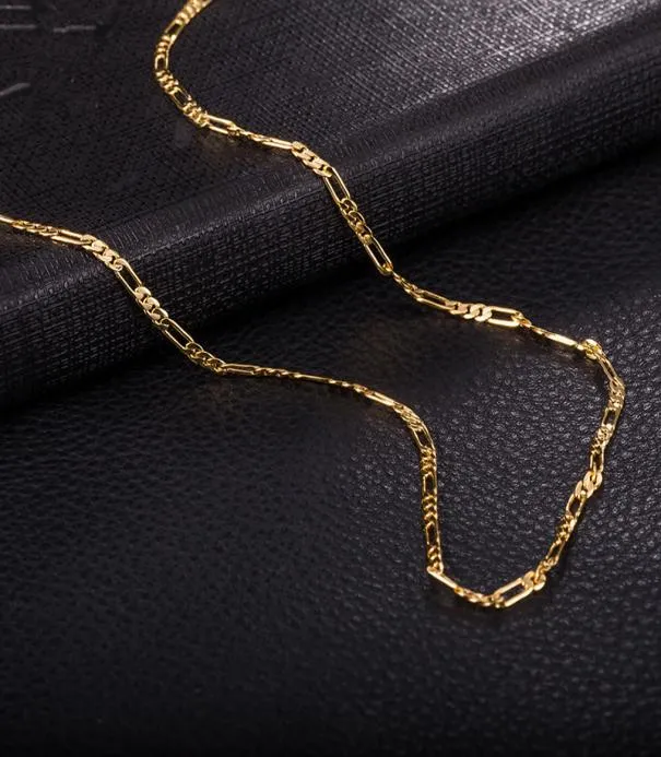 Säljer halsband Mens Figaro Chain 2mm 470mm halsband kedjor 18k gult guldrose guldpläterad över hela världen mode juvelen cahin1742749