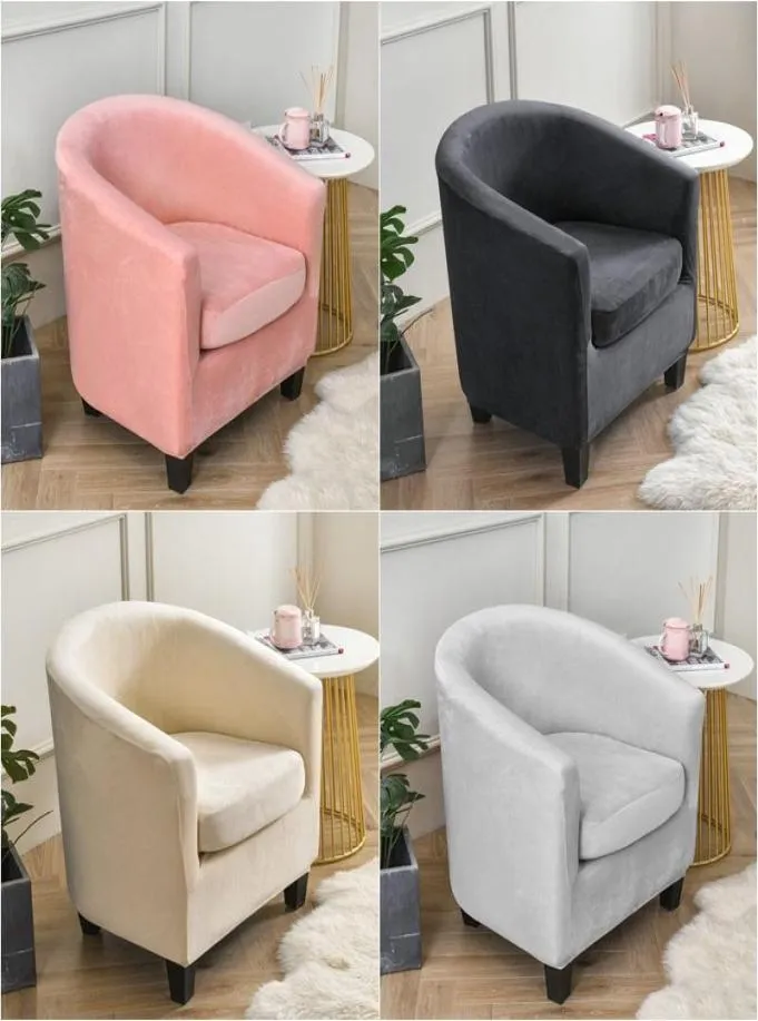 Stol täcker split stil badkar soffa täcker stretch sammet kaffe bar klubb vardagsrum mini soffa slipcovers med säte kudde4842176