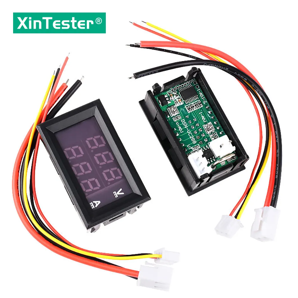 Xin Tester Mini Digital Voltmeter Ammeter DC 0-100V 1A 10A 50A 100A Dual Display Dual Color Digital Display