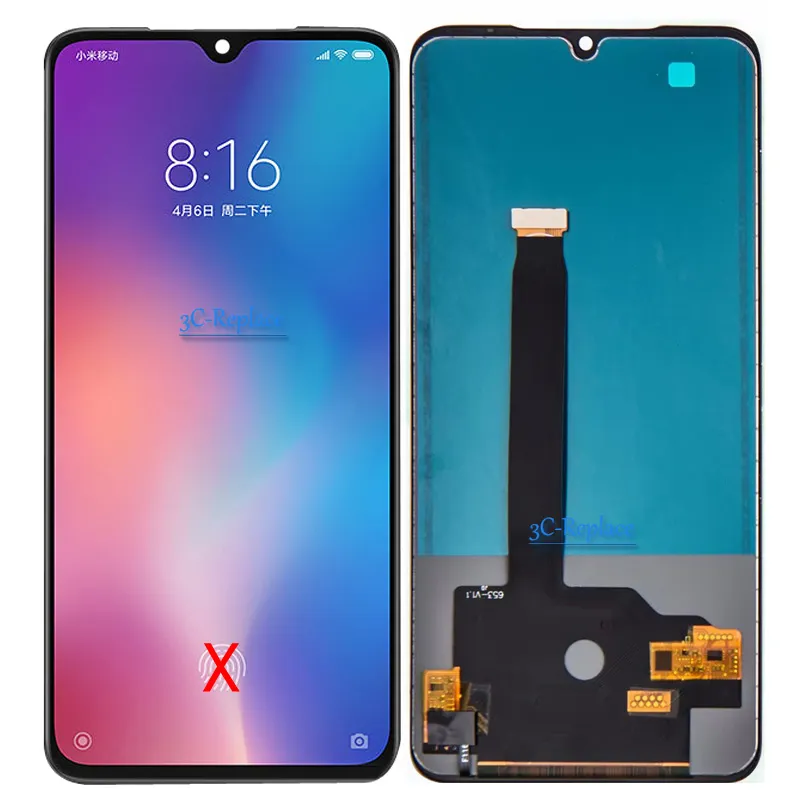 AMOLED / TFT Black 6.4Inch For Xiaomi Mi 9 Mi9 Pro 4G 5G Full LCD DIsplay Touch Screen Digitizer Panel Assembly / Frame