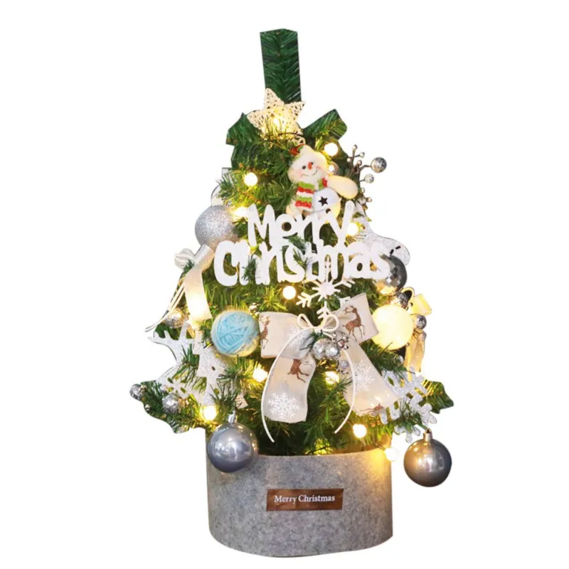 Tree di Natale a LED Tabletop artificiale Pino di pino di Natale Albero di Natale con ornamenti Luci a LED multicolore Mini Desktop Tree