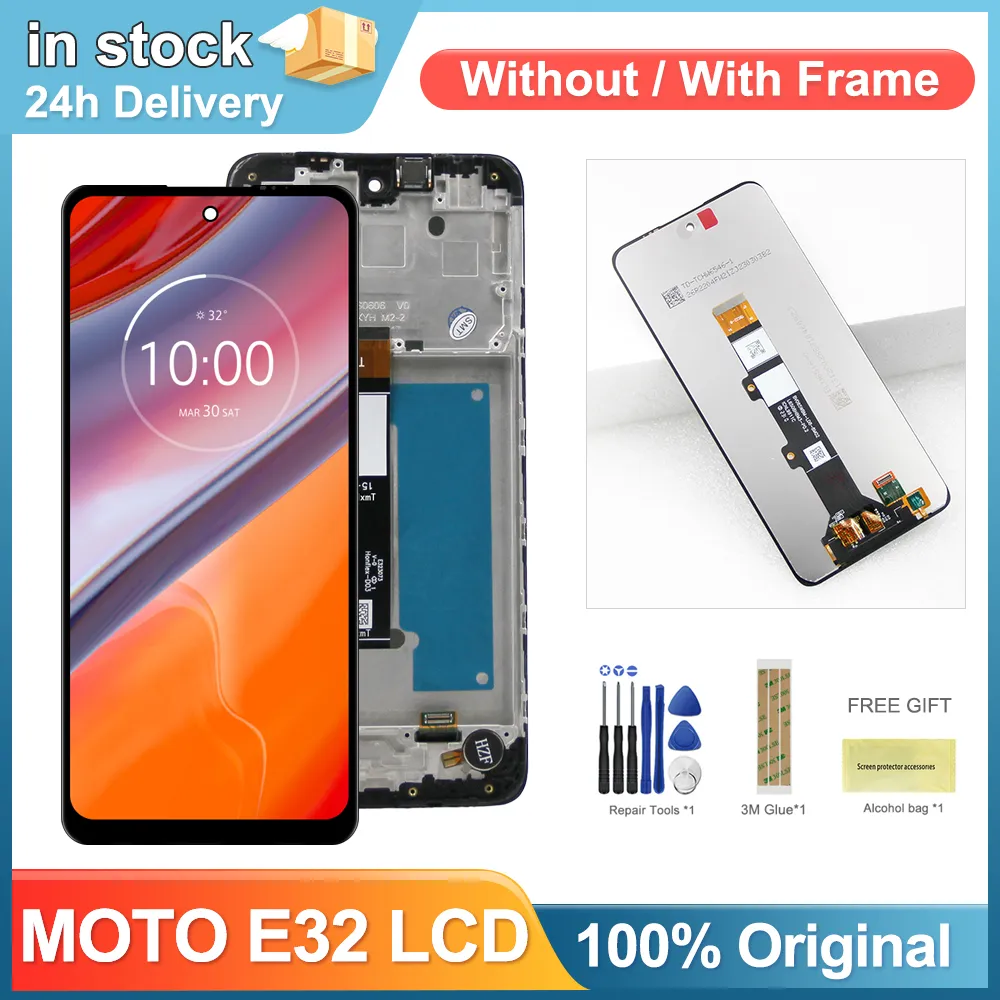 6.5 "Moto E32 Wymiana ekranu wyświetlacza, dla Motorola Moto E32 LCD Display Dotknij Digitizer z panelem montażu ramki