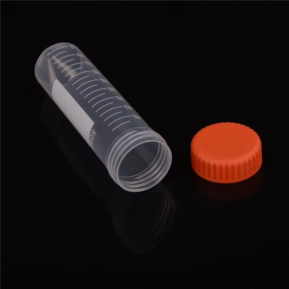 10pcs 50 ml Tube de centrifugeur transparent en plastique avec échelle autonome avec un capuchon à vis