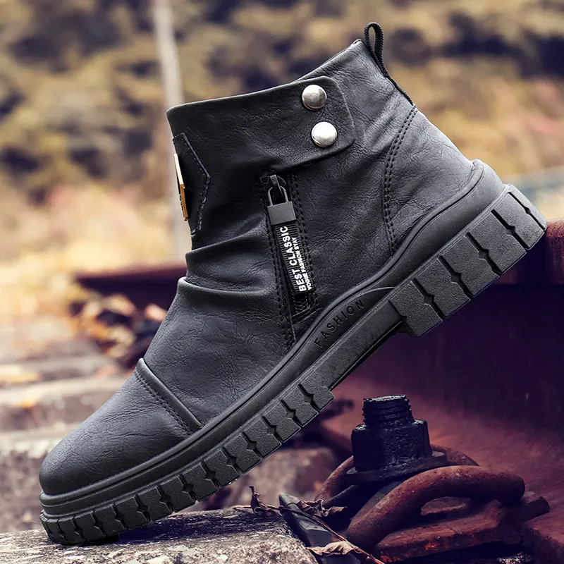 Waterproof Mens Zekear Ankle Boots High Top PU Leather Snow Boots For Autumn And Winter Outdoor Casual Wear With Warm Plush Lining And Zipper Closure From Shoes sellers 99.31 DHgate.Com