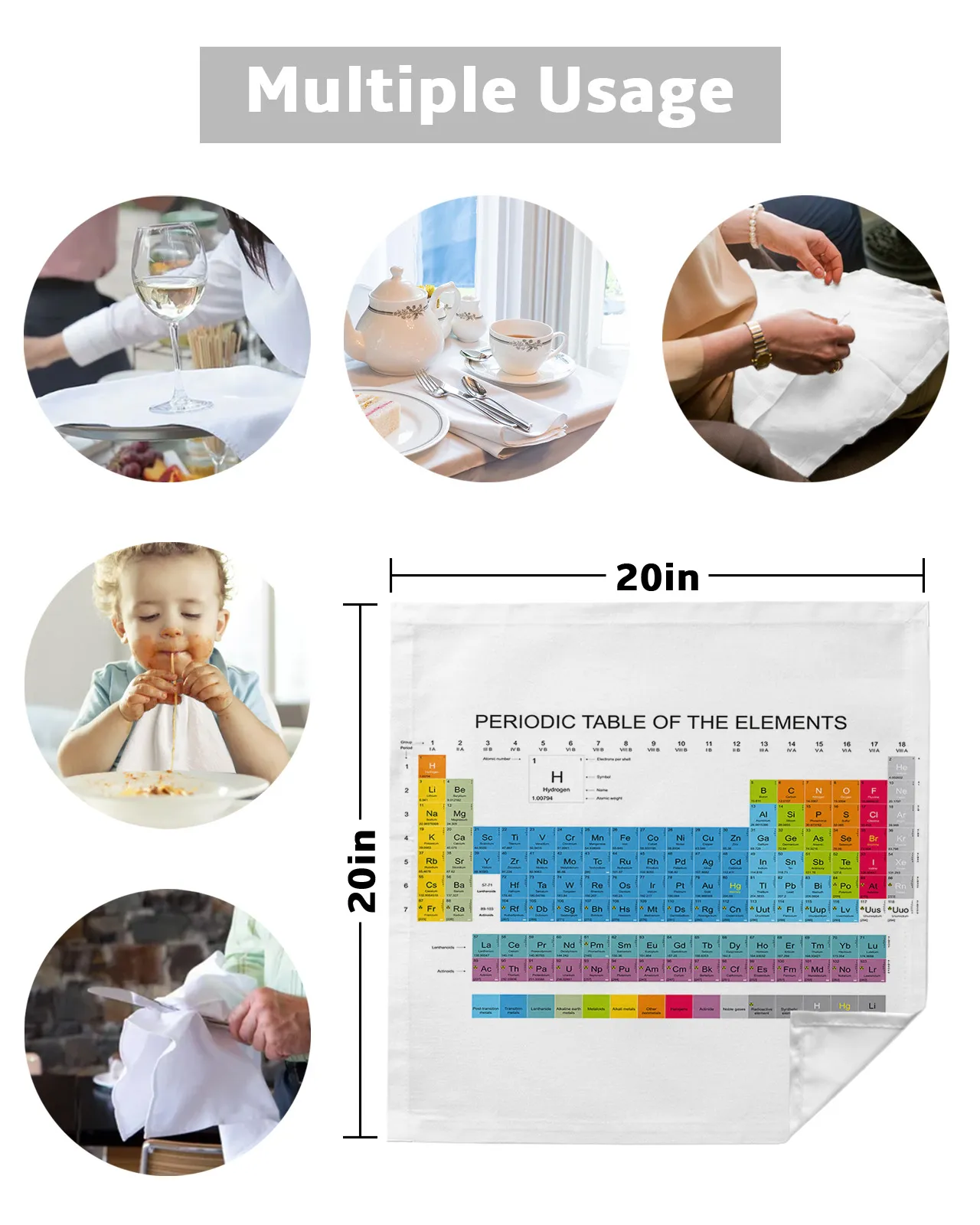 Periodic Table Of Elements Table Napkin Set Wedding Banquet Table Cloth Soft Tea Towels Dinner Table Handkerchief