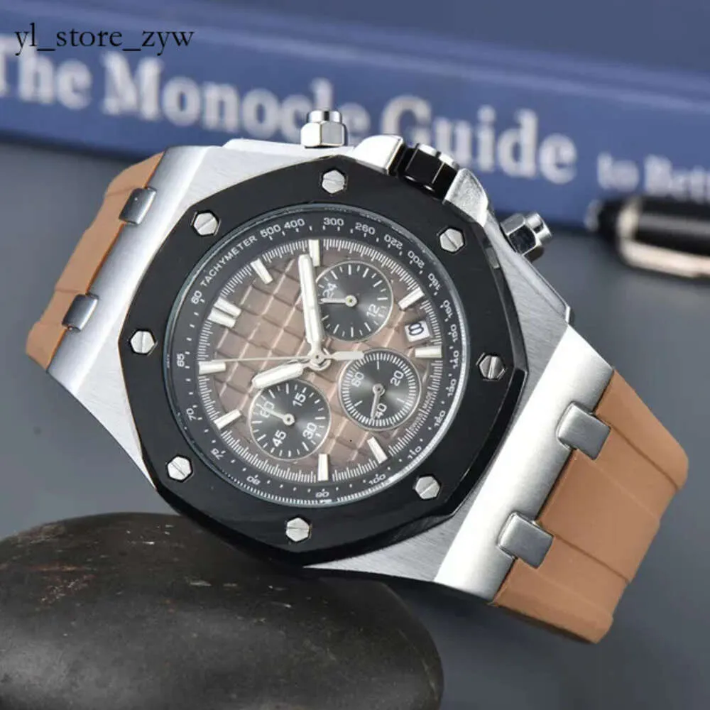 Audemar Watch Men's Automatic Mechanical Movement Watch 42MM Rubber Strap Glow-in-the-dark Luxury Men's Multi-function Watch 3798