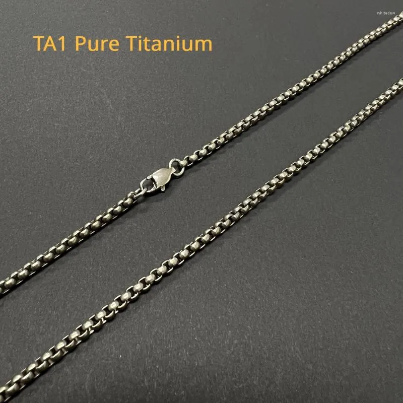 Kedjor Fashion 3mm TA1 Pure Titanium Box Chain Halsband för män Kvinnor Unisex Nej allergisk hudvård Hälsa DIY PANDENT