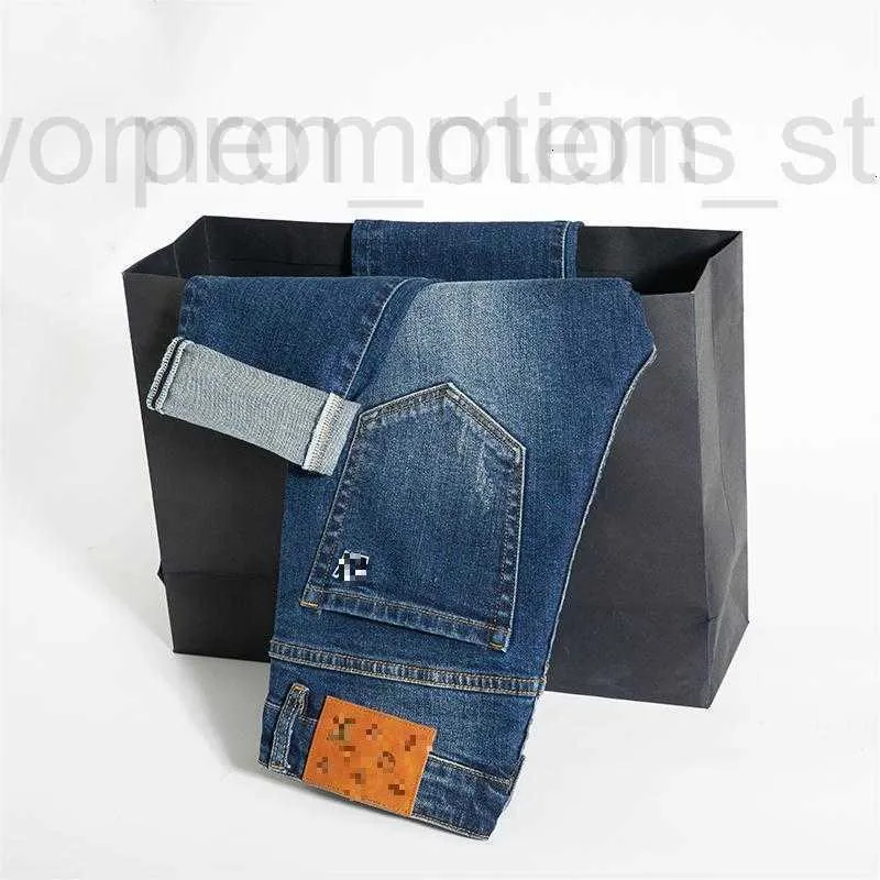 Herr jeans designer lyx europeisk mode smal passform kvalitet tvättad broderad elastisk liten rak ben x424 ufcn