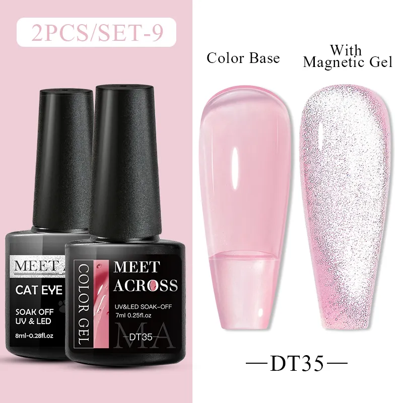 Rencontrez à travers 2 / 3pcs Set Cat Gel Magnetic Gel Visol à ongles Nud Transparent Nails pour la manucure Faire tremper sur UV Glue Varnish Art