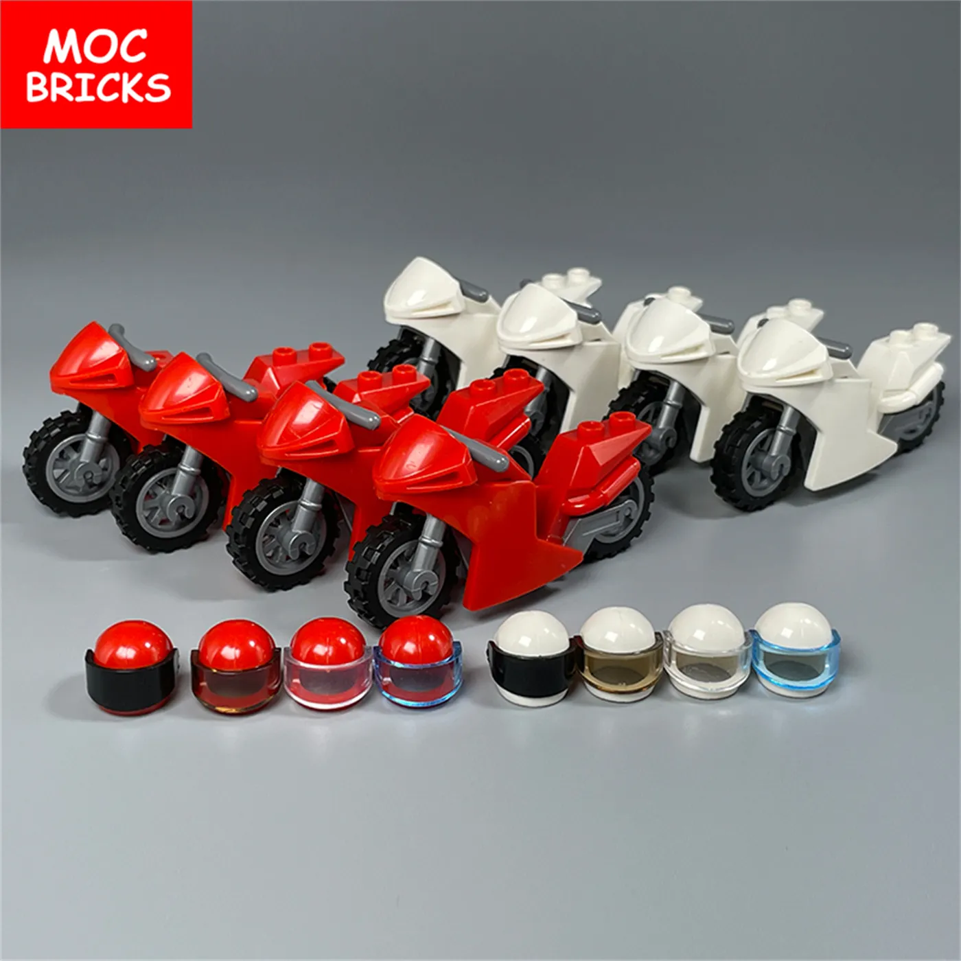 Moc Bricks Motorrad -Motorradhelm 4cm Figur Werkzeugzubehör Modell Landfahrzeug Bausteine Kinderspielzeuge