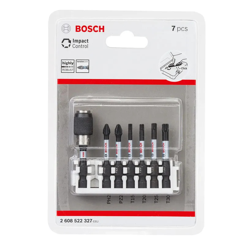 Bosch Professional 2608522327 Screwdriver Bit Set Impact Control T/PZ/PH Bits 50mm Universal Holder Quick Release Accessory