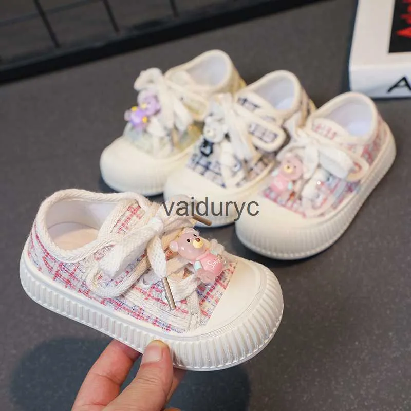 Sneakers Girls Canvas Shoes 2023 Autumn New Breattable Childrens Board Boys Leisure Sports Cookie H240411