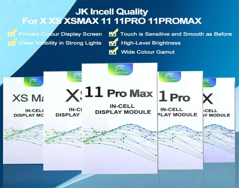JK Incell OLED Painéis Touch Screen Digitalizer Repitness Conjunto usado para reparar o telefone LCD Display para iPhone X XS Max 11 Pro4692583