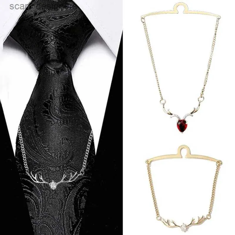 Tie Clips Mens Tie Clip Certe Head U-Chain Mens Melns Mariage Banquet Forme Collier Chaîne de boucle Collier Y240411