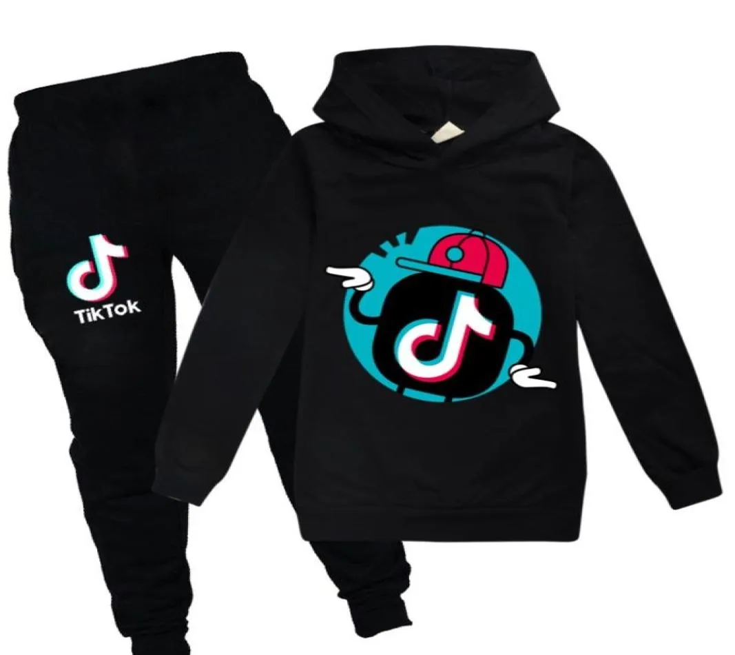 Teen Kids Tik Tok Hoodie ve Sweetpants Set 2pcs 2pcs Hooded Sweatshirt Trailsuit Toddler Erkek Kız Pantstops4532443