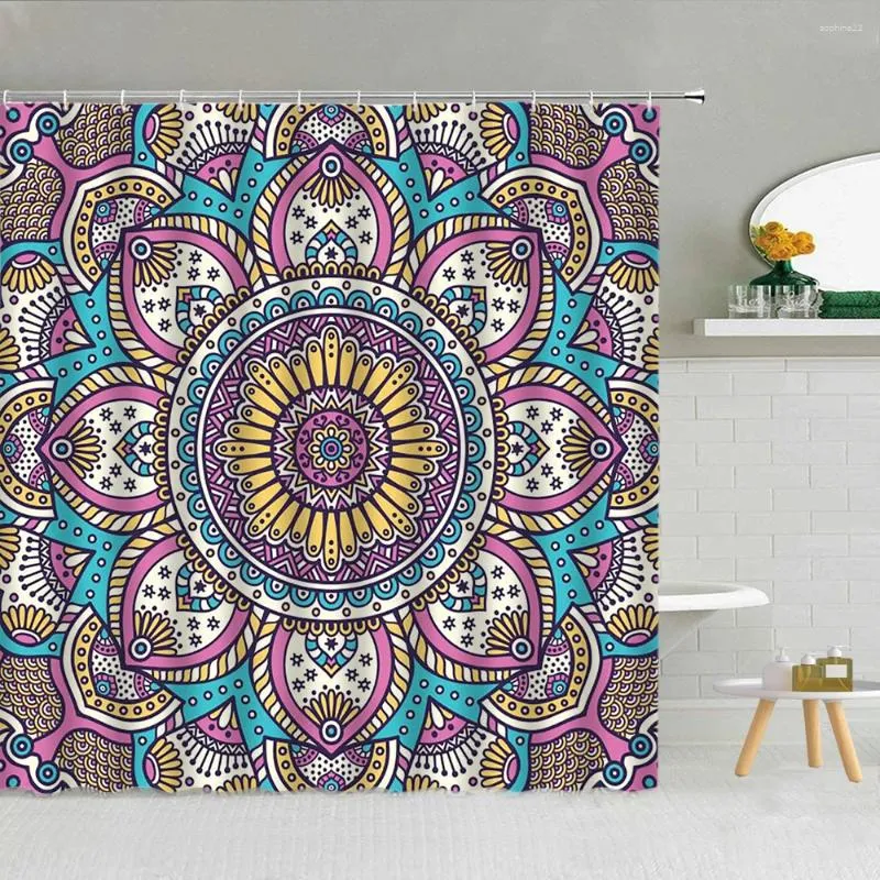 Shower Curtains Mandala Flower Curtain Bohemian Pattern Geometric Fabric High Quality Bathroom Supplies With Hooks Cloth Decor