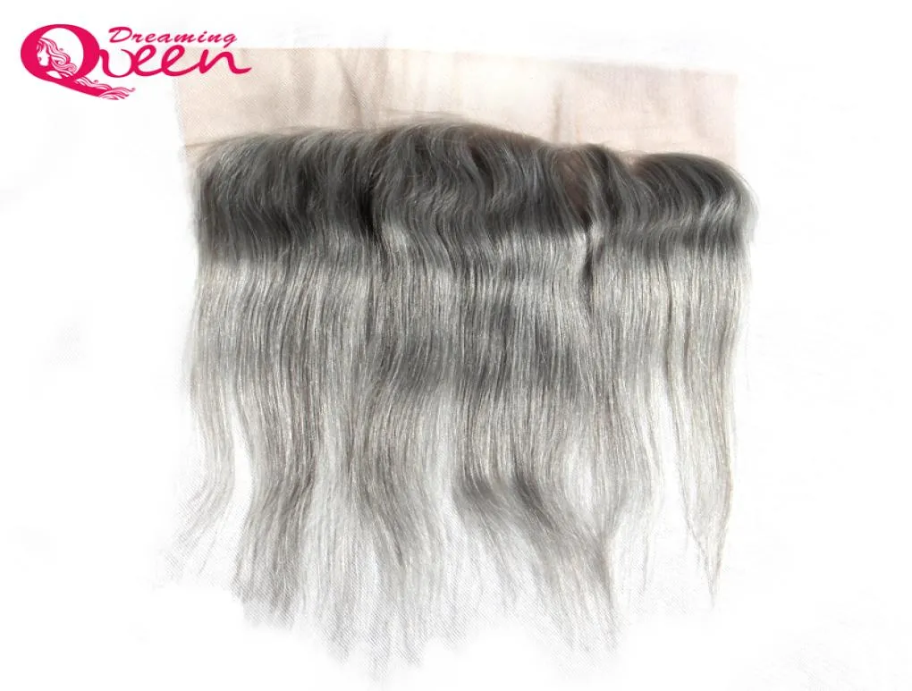 Cor cinza Lace reta encerramento frontal ombre Cabelo humano virgem brasileiro cinza 13x4 ouvido a orelha renda frontal com cabelo bebê natura6568105