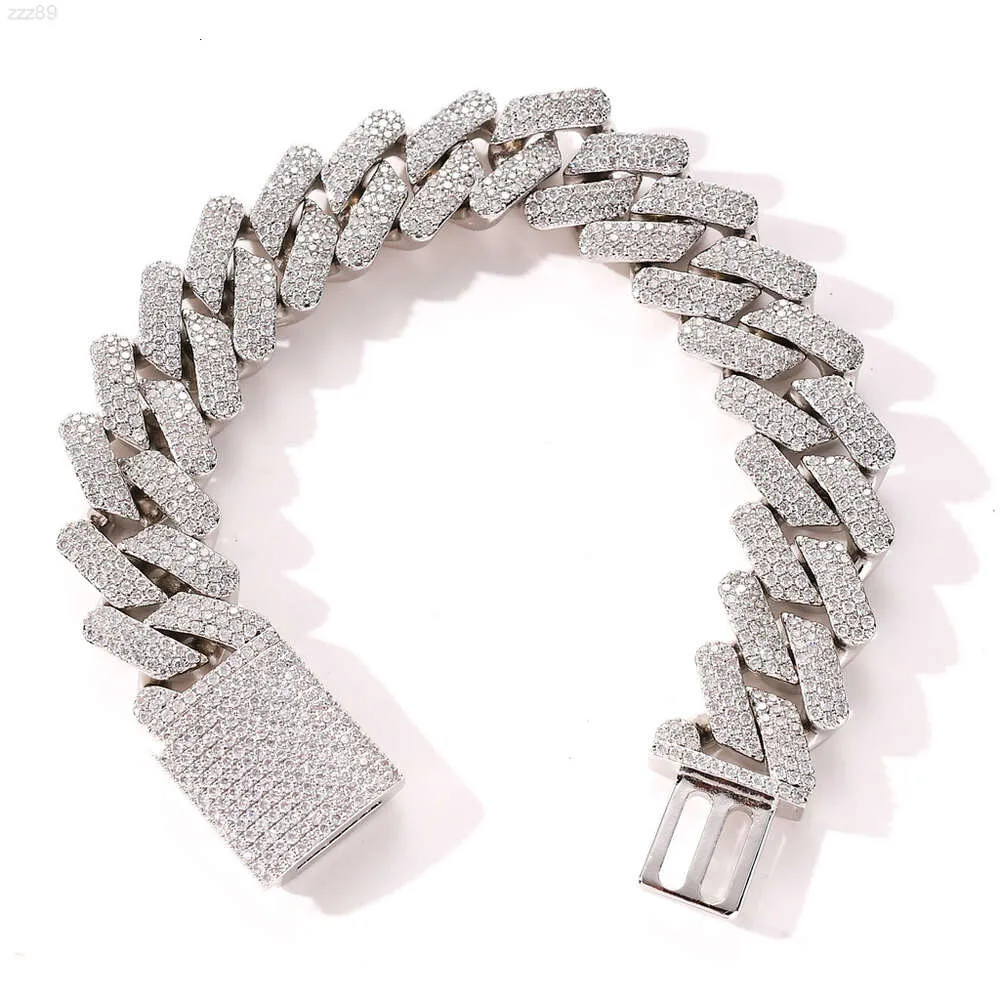 2024 Aangepaste Miami 20 mm Copper Witte kleur CZ Diamond Iced Out Hip Hop Men's Cuban Link Chain Bracelet