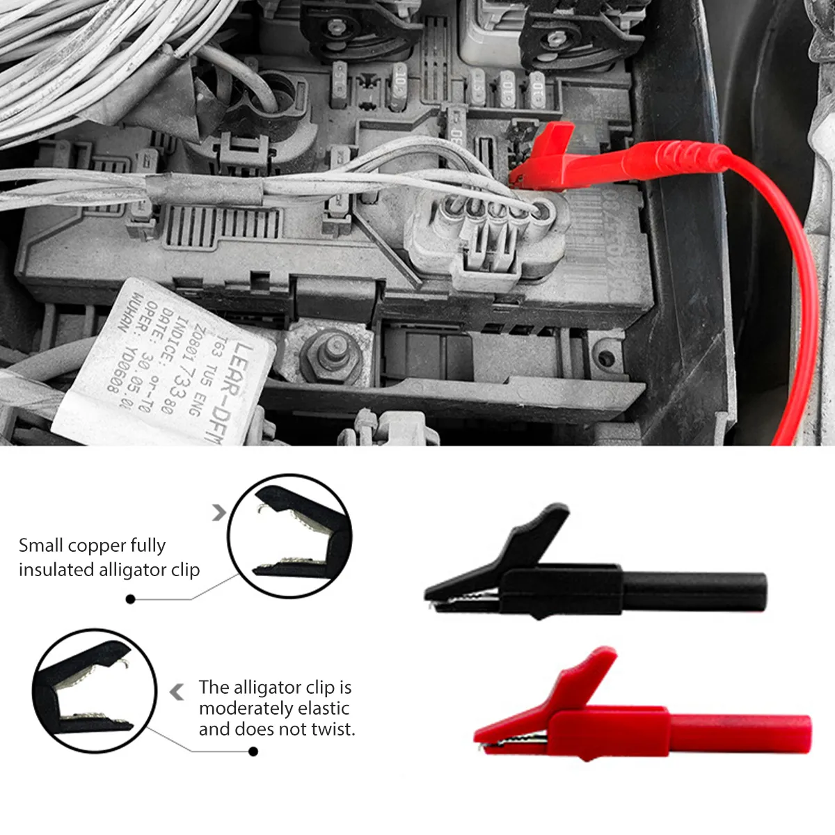 Cleqee P1920 Automotive Back Probes Kit 4mm Banana Plug To Alligator Clip Multimeter Test Leads Non-Destrutive Piercing Needles - 1420