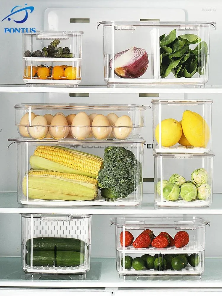Opslagflessen huisdier koelkast organisator fruit ei koelkast doos container voedsel voedsel frisse pantry keuken