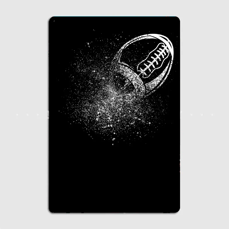 American Football Vintage Rugby Ball Sport Fan Metal Sign Wall Mural Kitchen Design Wall Decor Tin Sign Poster Metal Wall Decor