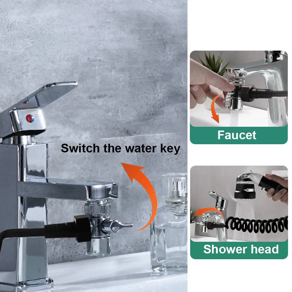 Universelles Wasserhahn -Deberterventil mit Schlauch Set Wasserhahn Extender Duschkopf Tippadapter Splitter -Sink -Sprühgerät -Aufsatz