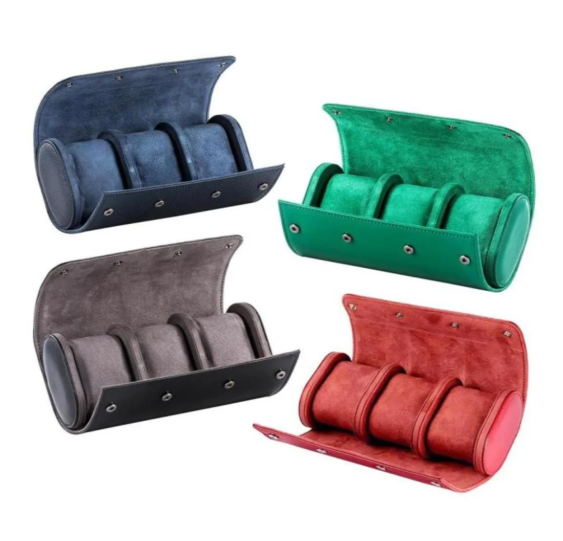 Titta på lådor Fall 3 Slots Portable Storage Box Chic Vine Leather Watches Roll Travel Case Wristwatch Pouch Organizer Gift5867581