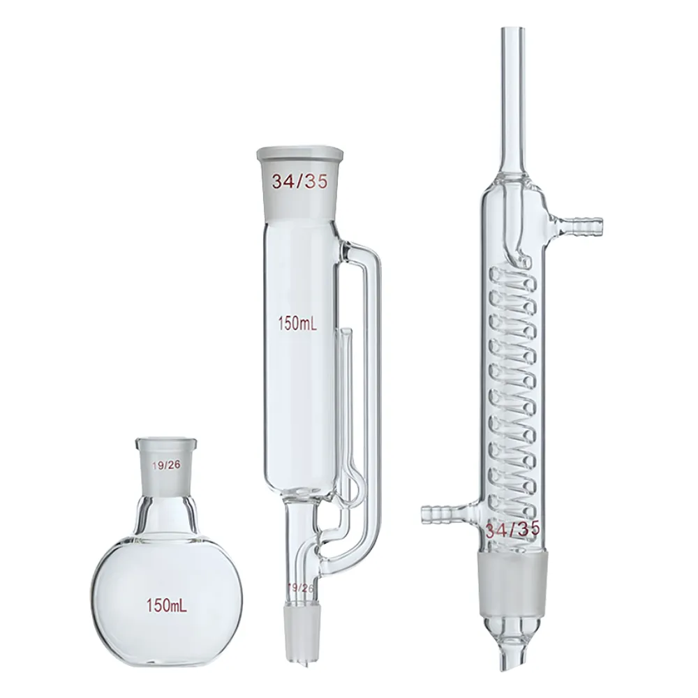 Extracteur de Soxhlet Trois pièces SETS Serpentine 60 ml-1000 ml Extracteur de graisse Expérience chimique Démonstration d'enseignement de l'instrument