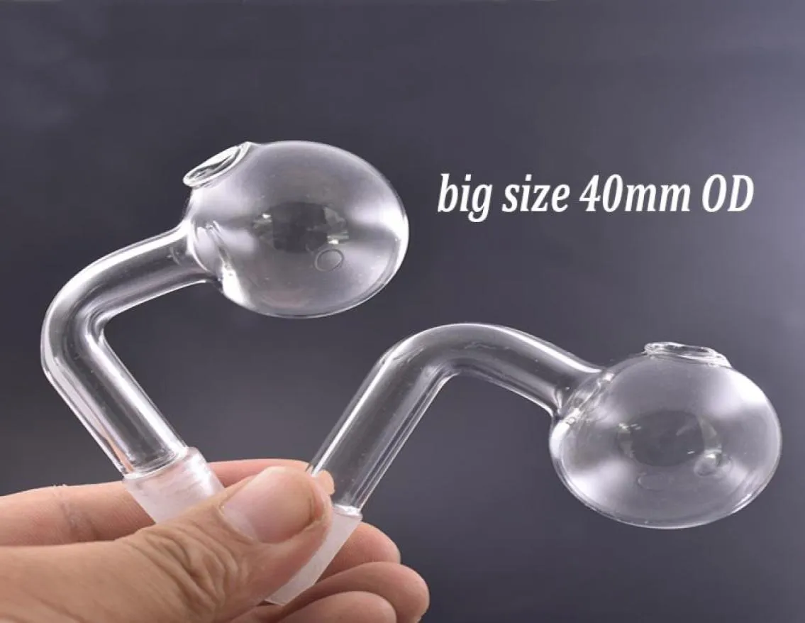 Big Size Glass Oil Burner Pipe 40mm OD 14mm 18mm Manlig kvinnlig bubblaroljeskål för bubblarvatten Bong5296026