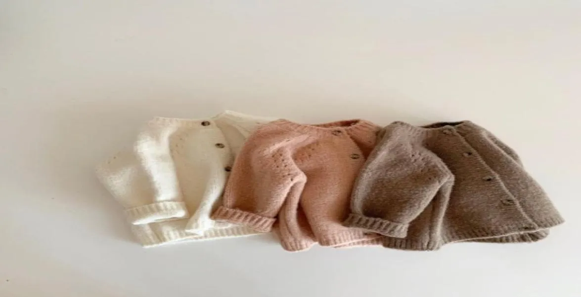 Autumn Novo menino meninas casaco suéter bebê Cardigans Knit Cardigans Recém -nascidos Jaqueta de Baby Longsleeve Algodão Tops 930 Y25392169