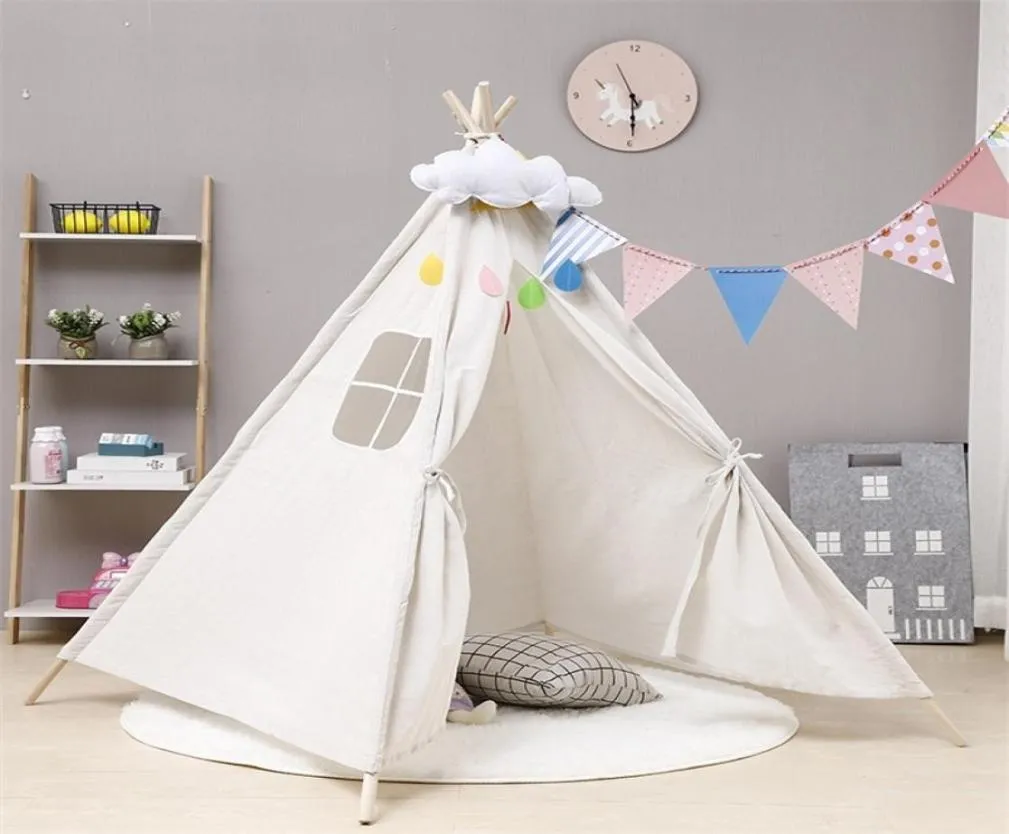 Barn039s tält teepee tält för barn bärbart tipi infantil hus för barn cabana barn tält dekoration mattor led lampor5708570