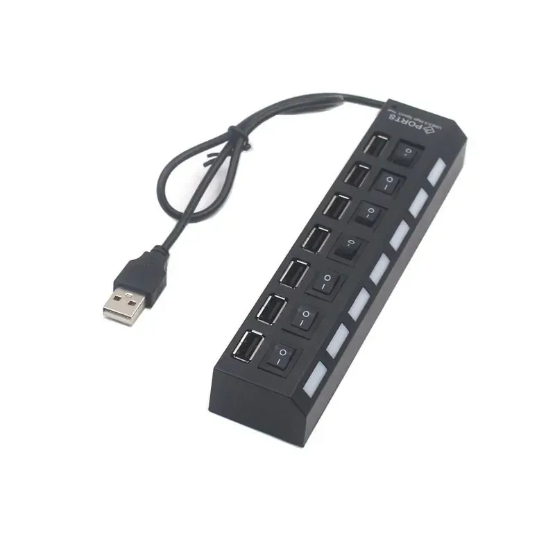 Nouveau adaptateur USB 2.0 4 ports 7 ports USB Hub LED Splitter USB avec commutateur indépendant pour les accessoires pour ordinateur portable