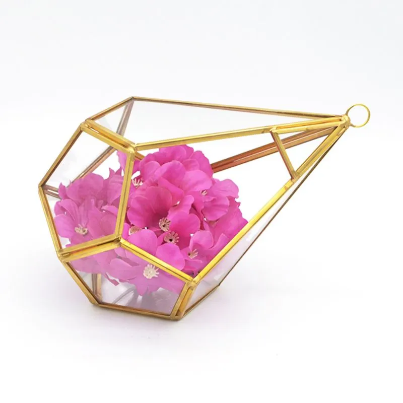Геометрическая стеклянная террариумная коробка ручной работы с пятисторонним ромб стеклян