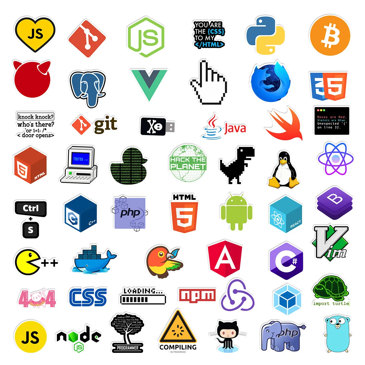 10/30/50 шт. Программист интернет -наклейки на Java Hack Hacker Docker HTML наклейки программирования для наклейки на компьютер по телефону